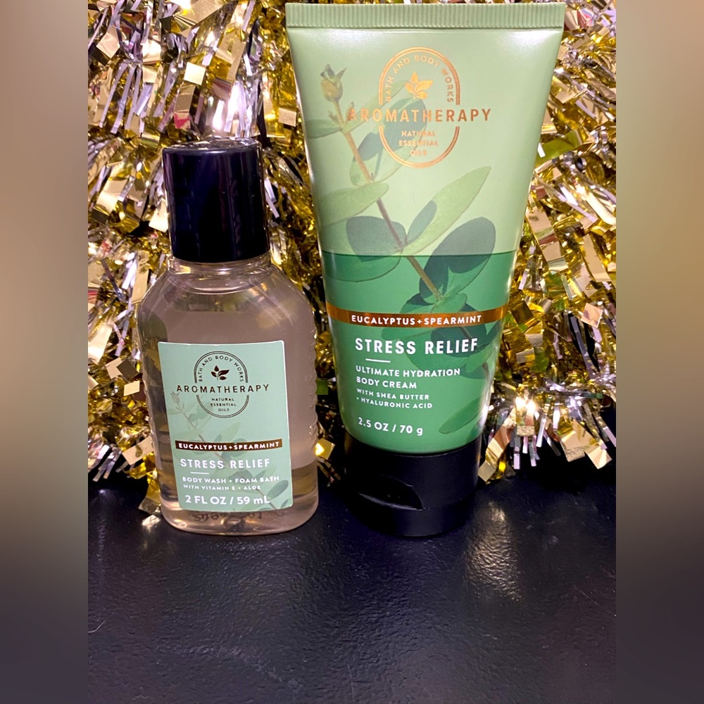 STRESS RELIEF body wash 2oz AND body cream 2.5 oz